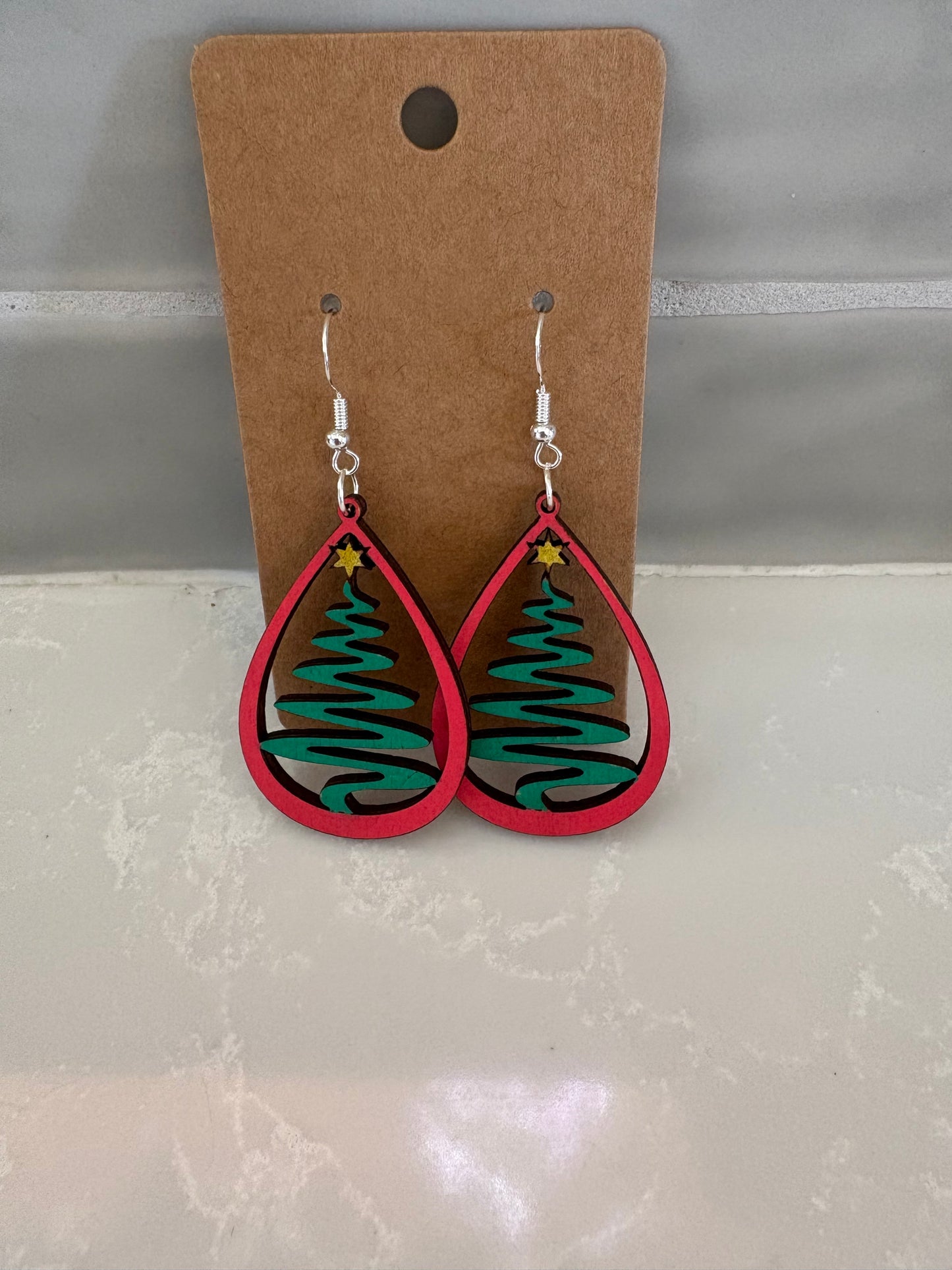 Squiggle Christmas Tree Earrings