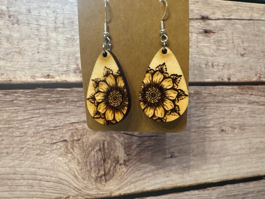 Sunflower Teardrop Earrings