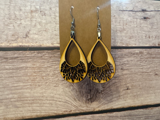 Mandala Cutout Teardrop Earrings