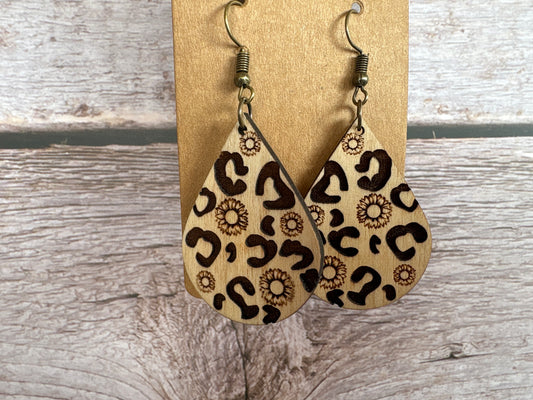 Leopard Sunflower Earrings