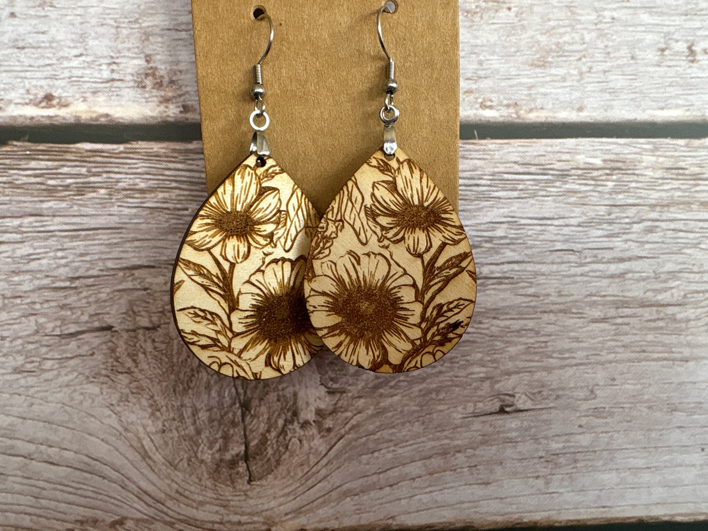 Double Sunflower Teardrop Earrings