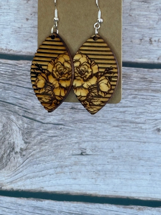Striped Rose Earrings