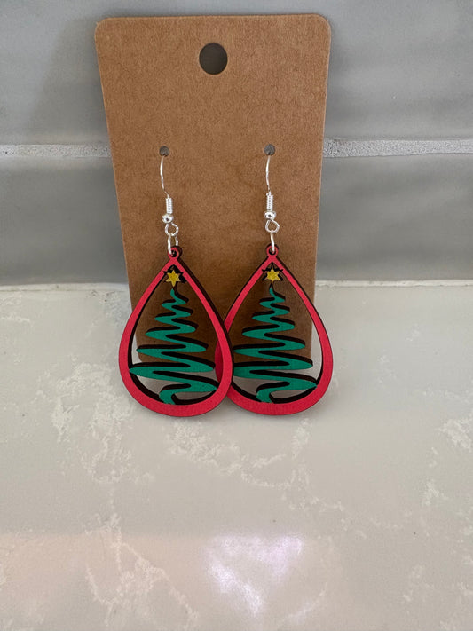 Squiggle Christmas Tree Earrings