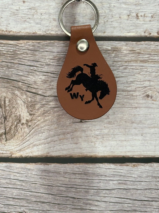 Bucking Horse WY Keychain