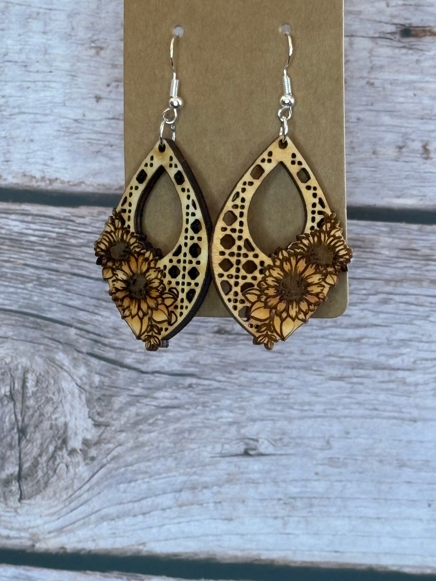 Double Sunflower Rattan Earrings