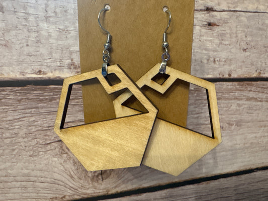 Wooden Hexagon Earrings